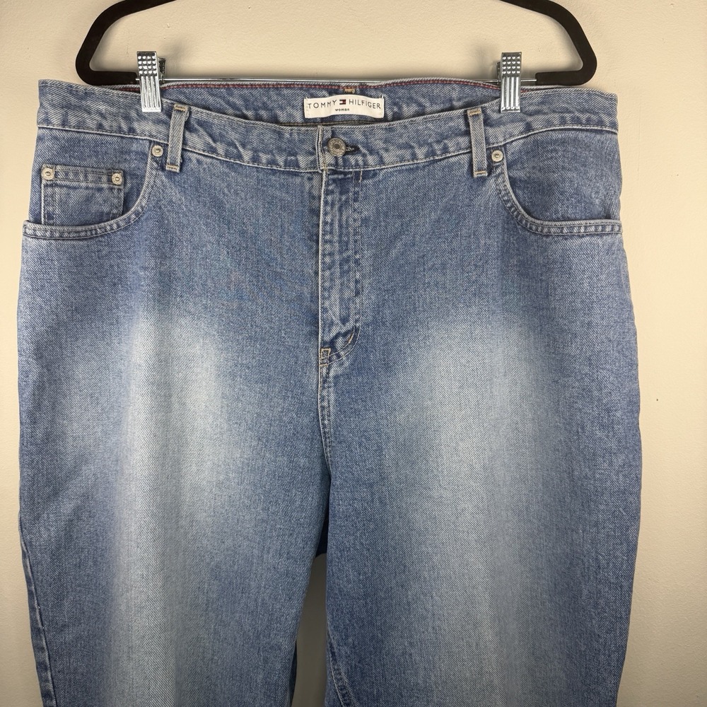 Tommy Hilfiger‎ Women's Y2K Embroidered Logo Jeans Sz 20 Boyfriend Baggy Street